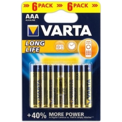 Bateria alkaliczna VARTA LR03 AAA 1,5V  LONGLIFE; blister; 6 szt.