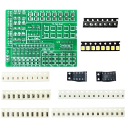 zestaw 76 sztuk elementów elektronicznych SMD + płytka drukowana PCB do nauki lutowania BTE-982