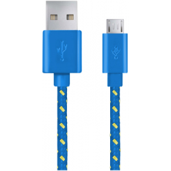 Kabel USB MICRO A-B 1M oplot niebieski