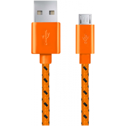 Kabel USB MICRO A-B 1M oplot pomarańczowy