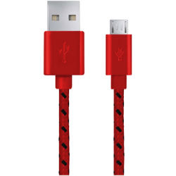 Kabel USB MICRO A-B 1M oplot czerwony