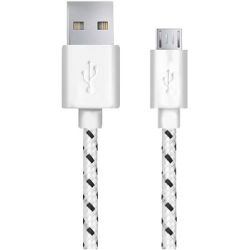 Kabel USB MICRO A-B 1M oplot biały