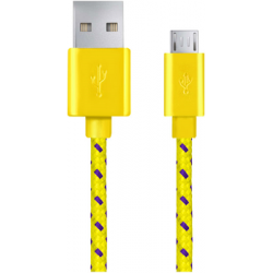Kabel USB MICRO A-B 1M oplot żółty