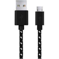 Kabel USB MICRO A-B 2M oplot czarny