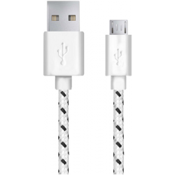 Kabel USB MICRO A-B 2M oplot biały