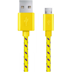 Kabel USB MICRO A-B 2M oplot żółty
