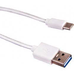 Kabel USB 3.0 TYP C 1M oplot biały