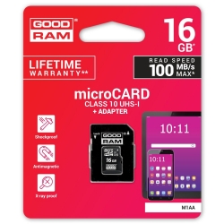 Karta pamięci GOODRAM microSD (microSDHC) 16GB class 10 UHS-I + adapter SD