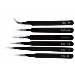 Zestaw 6 szt. pęset metalowych ESD GSM0946 5901890052061