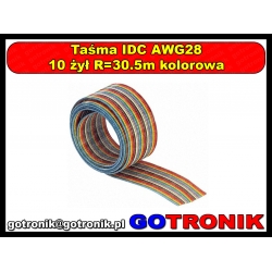 Taśma IDC AWG28 10 żył R=30.5m kolorowa 30,5m (rolka)