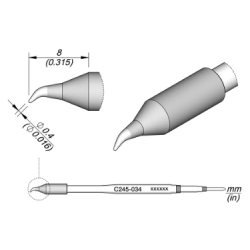 C245-029 grot do lutownic z kolbą T245 stożkowy wygięty 0.4 mm JBC