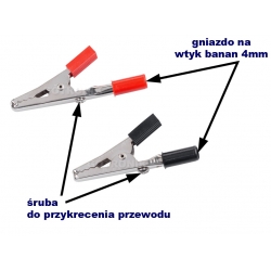 Krokodylek na wtyk banan 4mm zestaw 20szt KRO0395.1