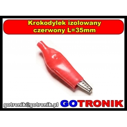 Krokodylek izolowany czerwony L=35mm