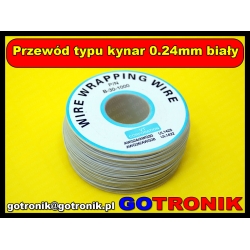 Przewód typu kynar 0.24mm biały 1m