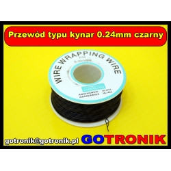 Przewód typu kynar 0.24mm czarny 1m