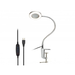 lampa LED z lupą soczewką powiększającą na elastycznym ramieniu typu gęsia szyjnka