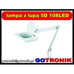 Lampa kosmetyczna z lupą biurkowa 5D 108LED prostokątna