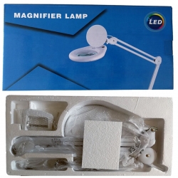LAM-041 lampa z lupą powiększającą szklana soczewka o powiększeniu 3DPI i średnicy 5cali 127mm z oświetleniem 60 LED SMD 12W 1200 lumen temperatura barwowa z zakresu 5600-6000K przykręcana do blatu