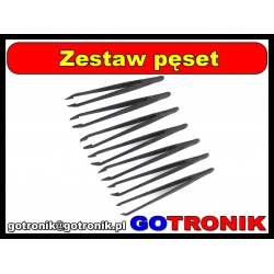 Zestaw 7 sztuk pęset antystatycznych