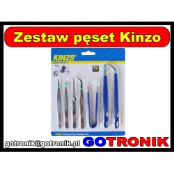 Zestaw 7 sztuk pęset precyzyjnych Kinzo