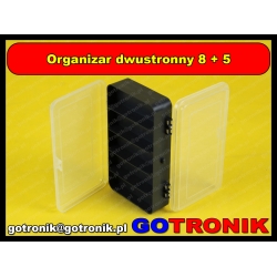 Organizer dwustronny / 8+5 przegródek / 165x95x45 mm / czarny