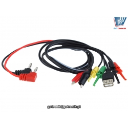 P-020 przewód kabel serwisowy do zasilania wtyk banan 4mm haczyk krokodyl gniazdo USB typ A