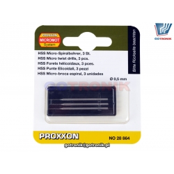 Proxxon 28 864 zestaw 3 sztuk wierteł HHS 0,5mm