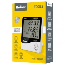Stacja pogodowa REBEL RB-0005 czujnik zewnątrz kalendarz zegar alarm
