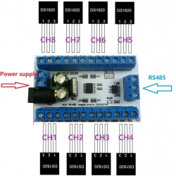 Moduł 8 kanałowy pomiar temperatury DS18B20 R4DCB08 RS485 RSB-200 RBS200