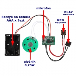 moduł nagrywania i odtwarzania dźwięków, komunikatów, muzyki, mowy - elektroniczny dyktafon, magnetofon RBS137 RB-137