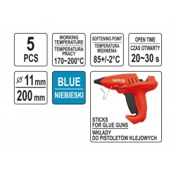 Wkład klejowy termotopliwy 11,2x200mm 5 sztuk niebieski