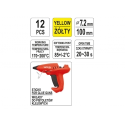 Wkład klejowy termotopliwy 7,2x100mm 12 sztuk żółty