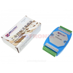 WP3084ADAM 8VI 8 wejść analogowych napięciowych 0-10V Voltage Input WELLPRO RS485 Modbus RTU moduł pomiarowy na szynę DIN TS35