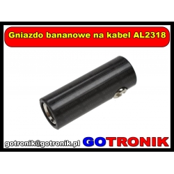 Gniazdo bananowe na kabel AL2318 czarne