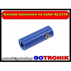 Gniazdo bananowe na kabel AL2318 niebieskie