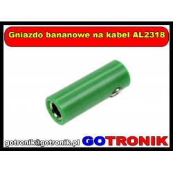 Gniazdo bananowe na kabel AL2318 zielone