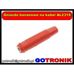 Gniazdo bananowe na kabel AL2319 czerwone