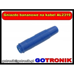 Gniazdo bananowe na kabel AL2319 niebieskie