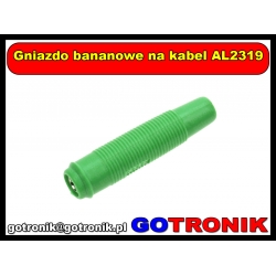 Gniazdo bananowe na kabel AL2319 zielone