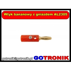 Wtyk bananowy z gniazdem AL2305 czerwony złocony