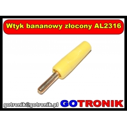 Wtyk bananowy złocony AL2316 żółty