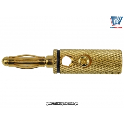 Wtyk banan 4mm metalowy gold czarny SS2-2136 Z323 WTY0203