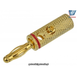 Wtyk banan 4mm metalowy gold czerwony SS2-2136 Z324 WTY0203