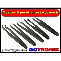 Zestaw 5szt. pęset antystatycznych