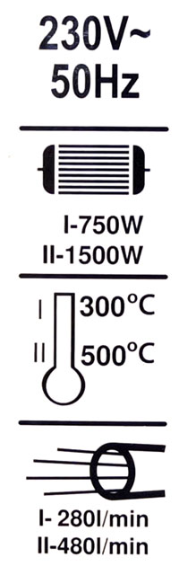 Opalarka na gorace powietrze 750W/1500W