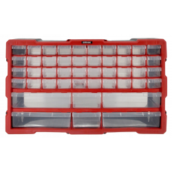 Organizer ścienny z 46 szufladkami czerwony