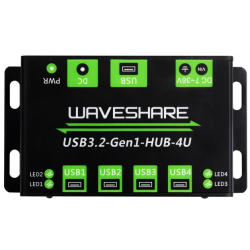 Koncentrator HUB USB 3.2 4 kanałowy Plug&Play metalowa obudowa Waveshare