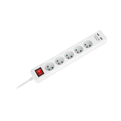 Rebel przedłużacz sieciowy 5 gniazd + 2 gniazda USB 1.5m