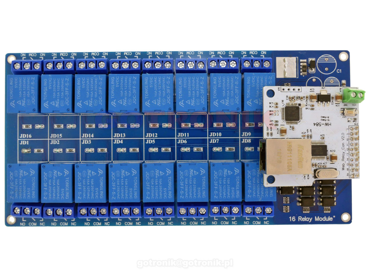 Sterownik LAN do modułów z przekaźnikami 8/16 wyjść RBS062 RBS-062