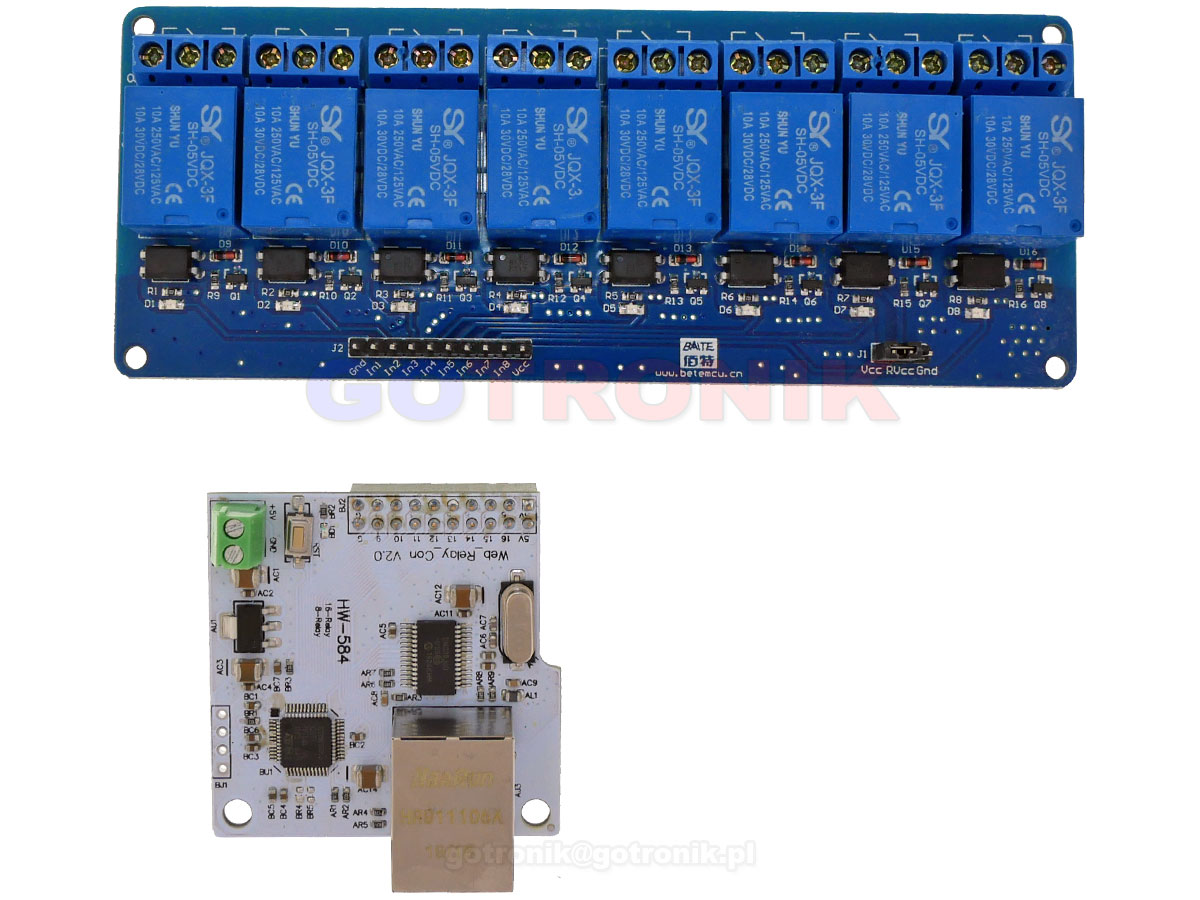 Sterownik LAN do modułów z przekaźnikami 8/16 wyjść RBS062 RBS-062